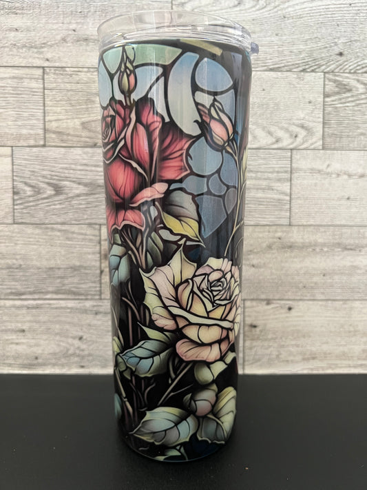 Floral Stained Glass Sublimation Tumbler