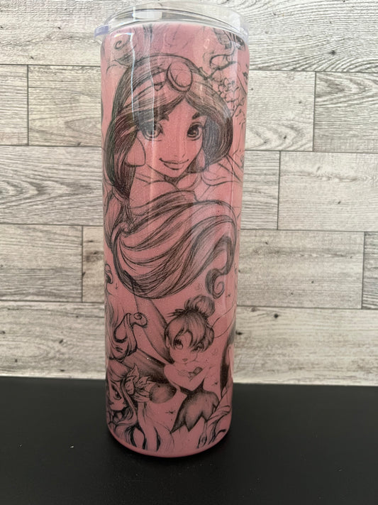 Princess Sketch Sublimation Tumbler